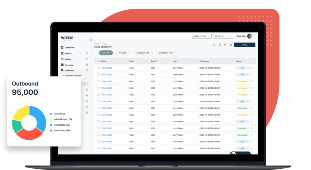 outbound shipments screen